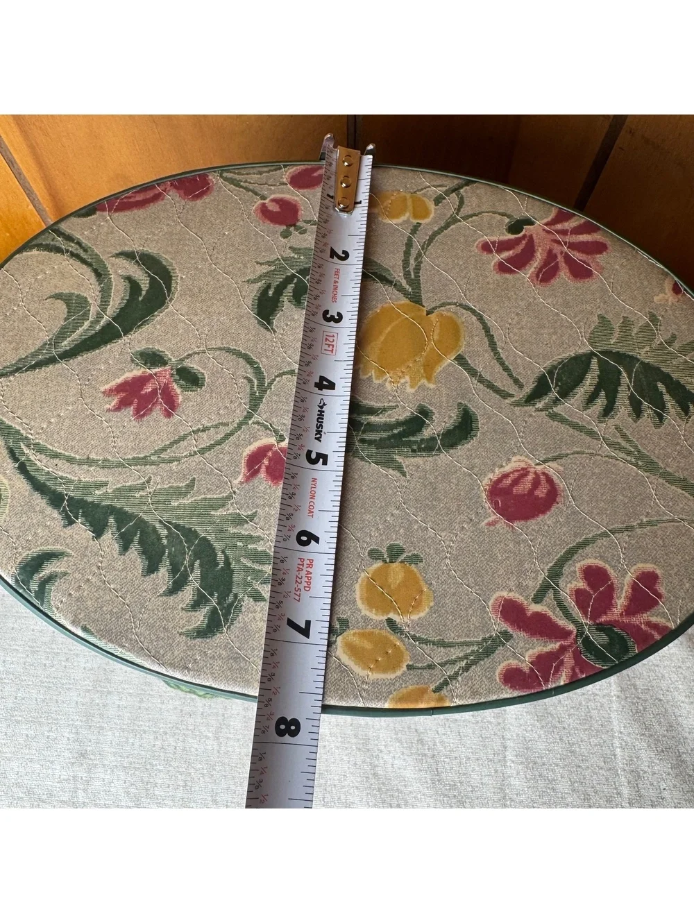Vintage Floral Sewing Box Organizer Green Trim Fabric Covered 11 Inch